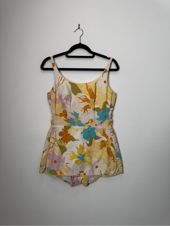 Vintage Other - Vintage Floral Swimsuit in Pastel Yellow and Teal